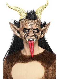 Maska - Čert Krampus s rohy a jazykem