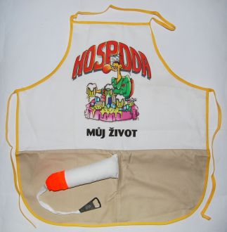 Zástěra s otvírákem - Hospoda můj život Barva: Bílá
