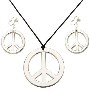 Sada - Hippies - stříbrný náhrdelník a náušnice