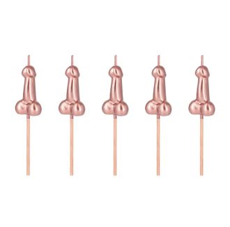Růžové svíčky penis na dort - 5 ks