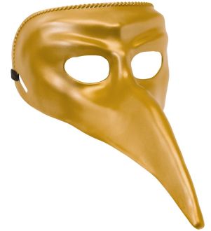 Škraboška s dlouhým nosem - zlatá