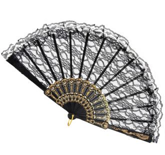 Vějíř - černý - krajkový