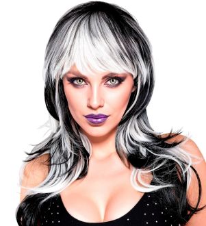 Paruka - dlouhá - černobílá