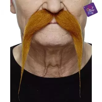 Knír do špičky zahnutý - rezavý