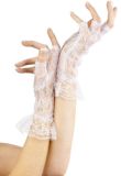 Krajkové rukavice - bílé - bez prstů