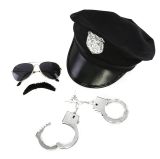 Sada - Policista - čepice, brýle, knír a pouta