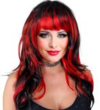 Paruka - dlouhá - červenočerná