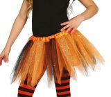 Dětská sukně se třpytkami černá a oranžová