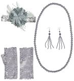 Sada 20. léta - čelenka, rukavice, náhrdelník a náušnice
