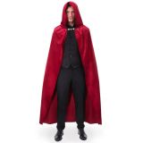 Sametový červený plášť s kapucí - 140 cm