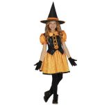 Dětský kostým - Čarodějnice - oranžová, glitr