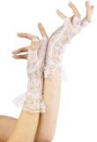Krajkové rukavice - bílé - bez prstů