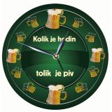 Dřevěné hodiny - Kolik hodin tolik piv - 24 cm