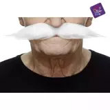 Knír do špičky - dlouhý - bílý