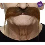 Knír do špičky zahnutý - hnědý